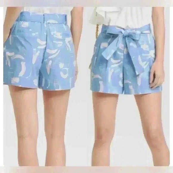 A New Day Women's 6 Blue High-Rise Pleat Front Belted Everyday Shorts - Picture 1 of 6